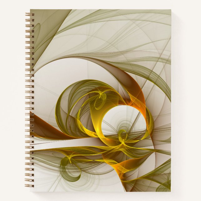 Modern Abstract Precious Metal Colours Fractal Notebook (Front)