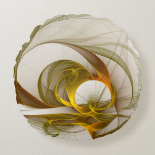 Modern Abstract Precious Metal Colours Fractal Round Pillow