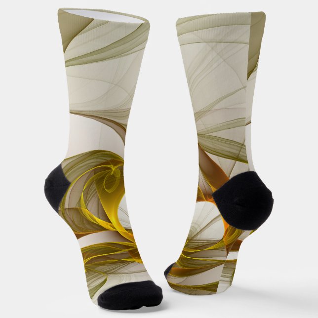 Modern Abstract Precious Metal Colours Fractal Socks (Angled)