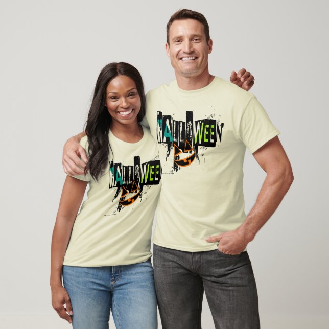 Modern Abstract Pumpkin Smile Graphic Tee Shirt (Unisex)