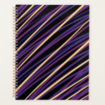Modern Abstract Purple and Gold Striped planner
