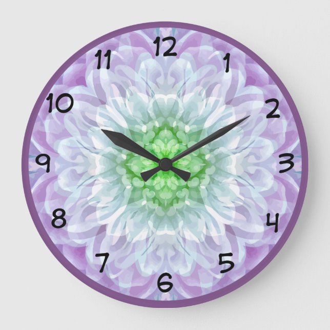 Modern Abstract Purple Medallion Design Large Clock (Front)
