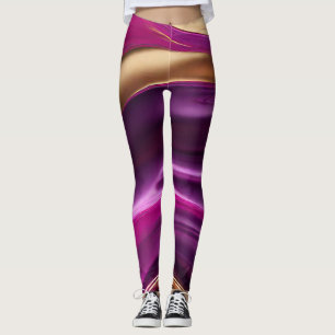 Modern Abstract-Purple Pink and Gold- Leggings