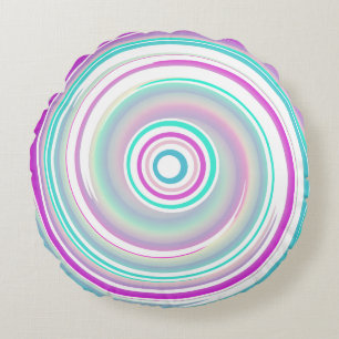 Modern Abstract Purple Teal Spiral Round Pillow