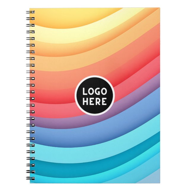 Modern Abstract Rainbow Waves with your Logo  Notebook (Front)