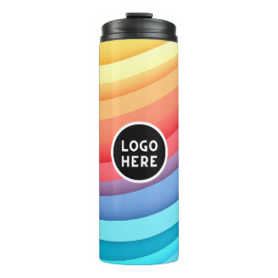Modern Abstract Rainbow Waves with your Logo Thermal Tumbler