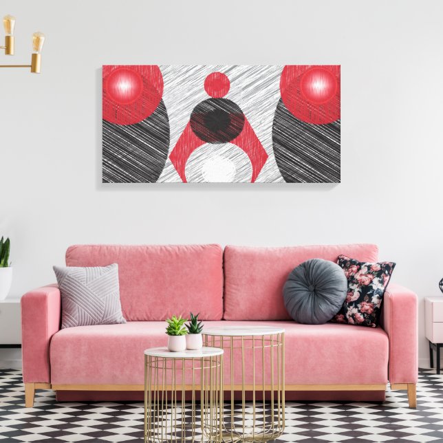 Modern Abstract Red & Black Canvas Print (Insitu(LivingRoom))