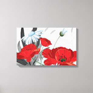 Modern Abstract Red Floral Canvas Print
