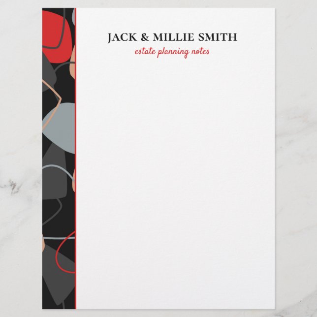 Modern Abstract Red, Grey and Black Important Lett Letterhead (Front)
