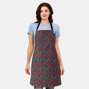 Modern Abstract Red Poppy Floral Pattern Apron