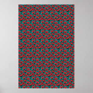 Modern Abstract Red Poppy Floral Pattern Poster