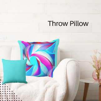 Modern Abstract red, royal and aqua blue, pink Throw Pillow