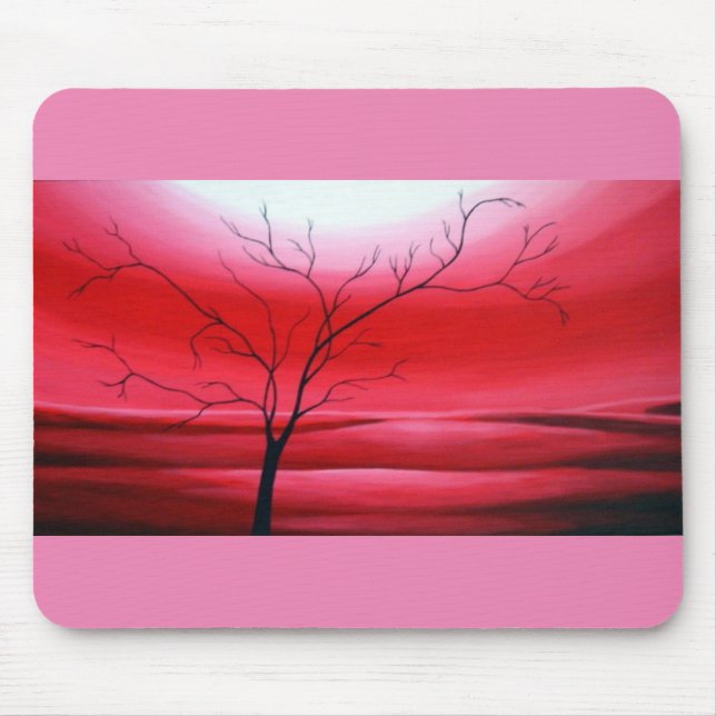 Modern Abstract Red Sky Tree Template Elegant Mouse Pad (Front)