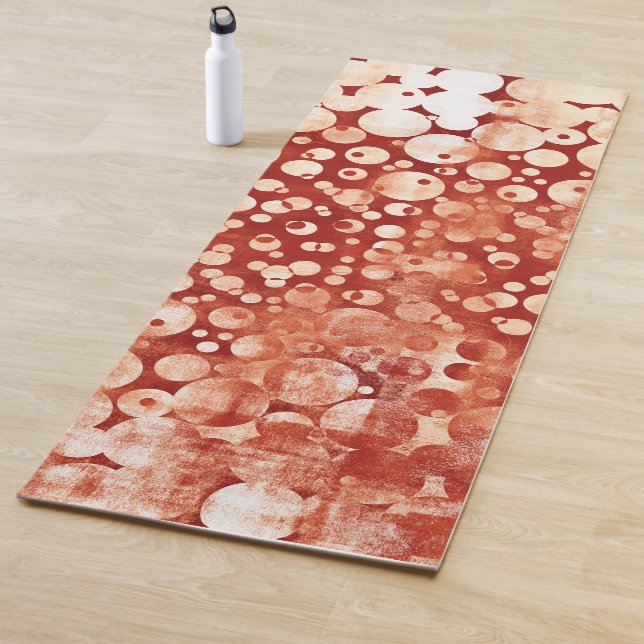 Modern Abstract Red White Bubles patterned Yoga Mat (In Situ)