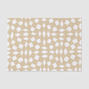 Modern Abstract Retro Beige Chequered Pattern Tissue Paper