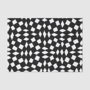 Modern Abstract Retro Black White Chequered Patter Tissue Paper