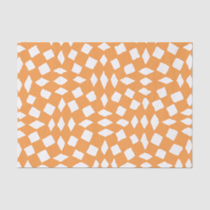 Modern Abstract Retro Orange Chequered Pattern Tissue Paper