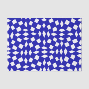 Modern Abstract Retro Royal Blue Chequered Pattern Tissue Paper