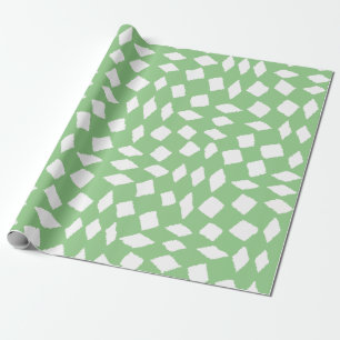 Modern Abstract Retro Sage Green Chequered Pattern Wrapping Paper