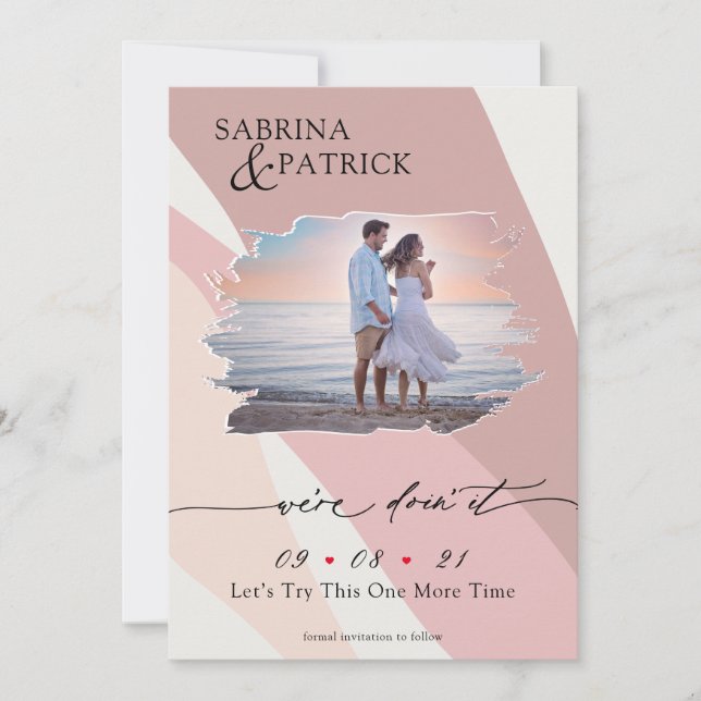 Modern Abstract Rose Blush Photo Save The Date (Front)