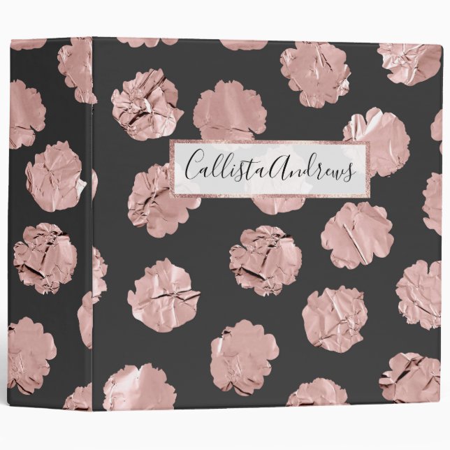 Modern Abstract Rose Gold Paper Polka Dots Binder (Front/Spine)