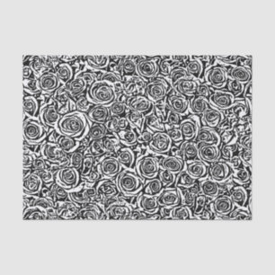 Modern Abstract Rose Pattern, Black and White Tissue Paper