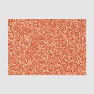 Modern Abstract Rose Pattern, Mandarin Orange Tissue Paper