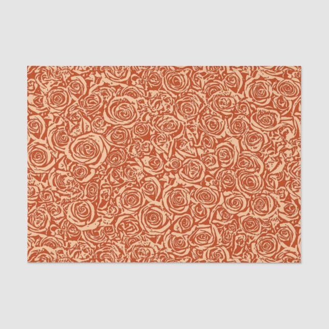 Modern Abstract Rose Pattern, Mandarin Orange Tissue Paper (Front)