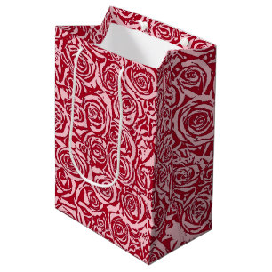 Modern Abstract Rose Pattern, Rose Red and Pink Medium Gift Bag