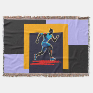 Modern Abstract Running Man Throw Blanket