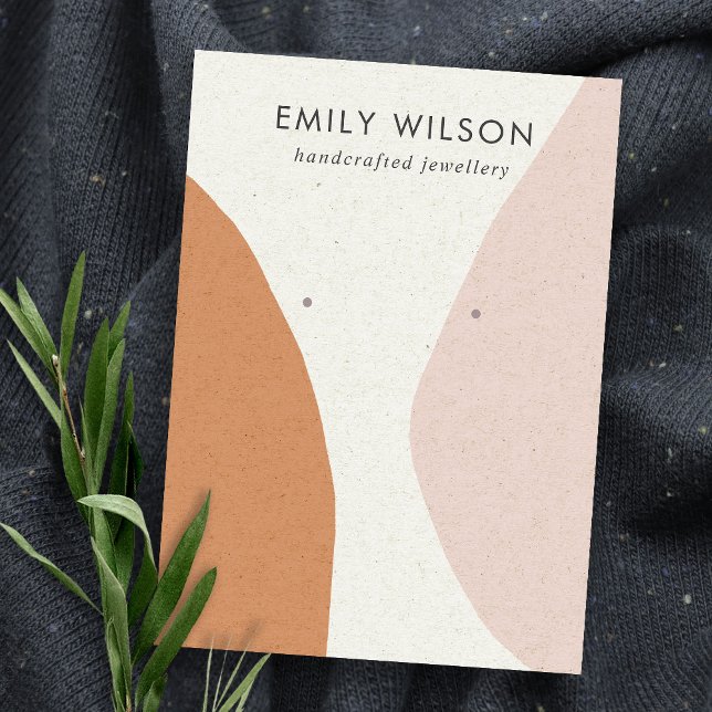 Modern Abstract Rust Blush Art Earring Display Business Card (Creator Uploaded)