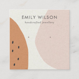 Modern Abstract Rust Blush Art Earring Display Square Business Card