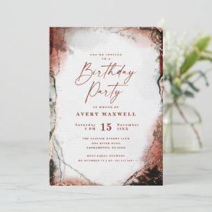 Modern Abstract Rustic Orange Birthday Party Invitation