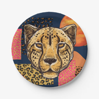 Modern Abstract Safari Cheetah Paper Plate