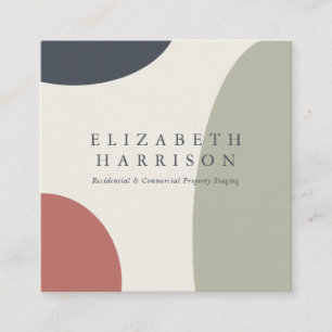 Modern Abstract Sage Green Blue Terracotta Square Business Card