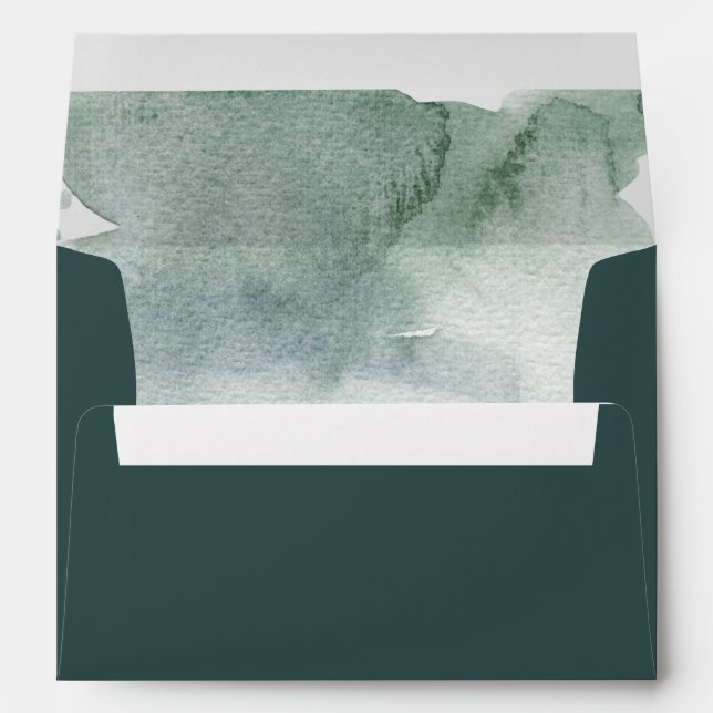 Modern Abstract Sage Green Moss Watercolor Envelope (Back (Bottom))