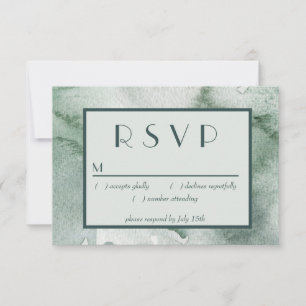 Modern Abstract Sage Green Moss Watercolor RSVP Card