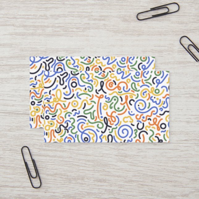 Modern Abstract Scribble Pattern Business Cards (Front/Back In Situ)