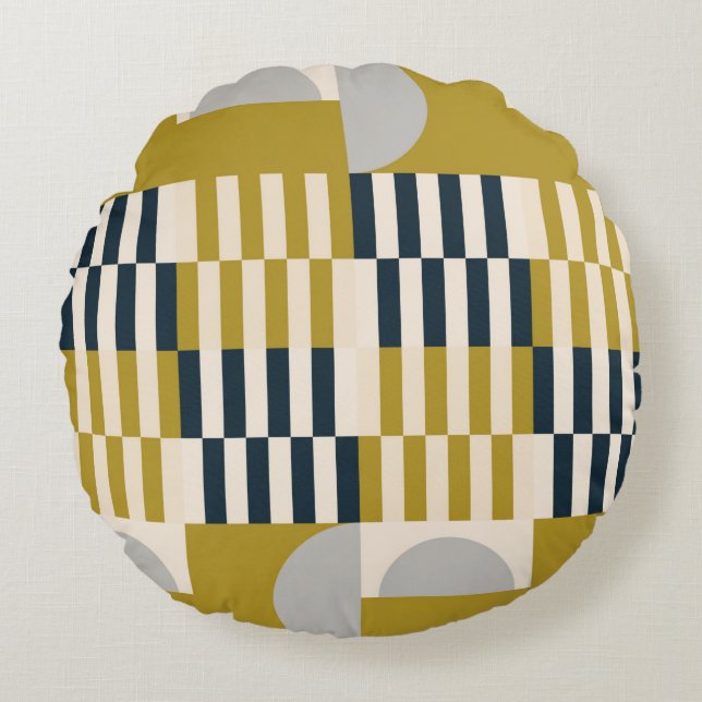 Modern abstract seamless geometric pattern with se round pillow (Front)