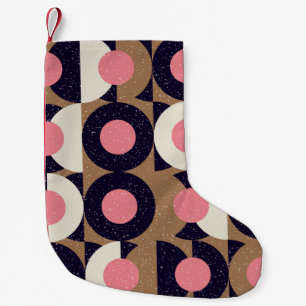 Modern abstract seamless geometric pattern with se small christmas stocking