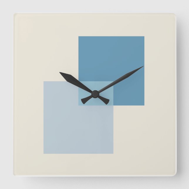 Modern Abstract Shades of Blue, Minimalist Design Square Wall Clock (Front)