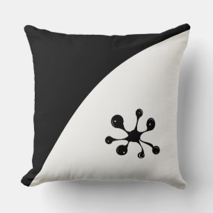 Modern Abstract Shape on Black & White Throw Pillow