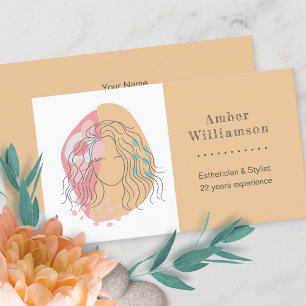 Modern Abstract Shapes Boho Orange Pink Woman Business Card