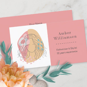 Modern Abstract Shapes Boho Orange Pink Woman Business Card