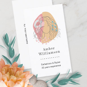 Modern Abstract Shapes Boho Orange Pink Woman Chic Business Card