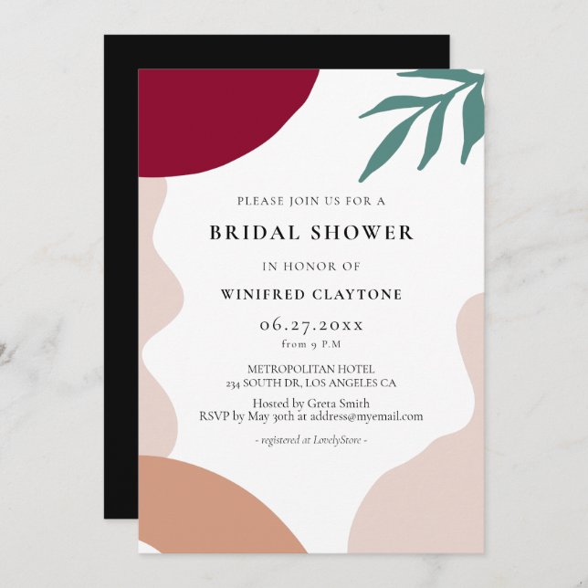 Modern abstract shapes Bridal shower Invitation (Front/Back)