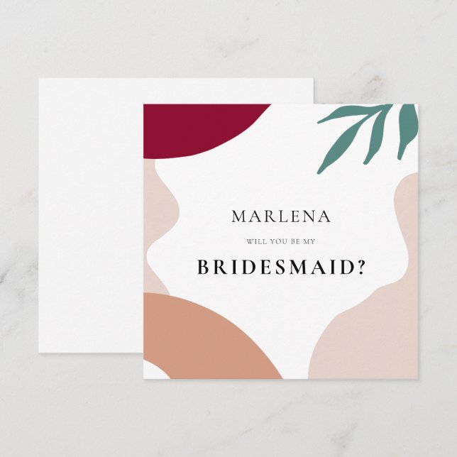 Modern abstract shapes Bridesmaid proposal card (Front/Back)