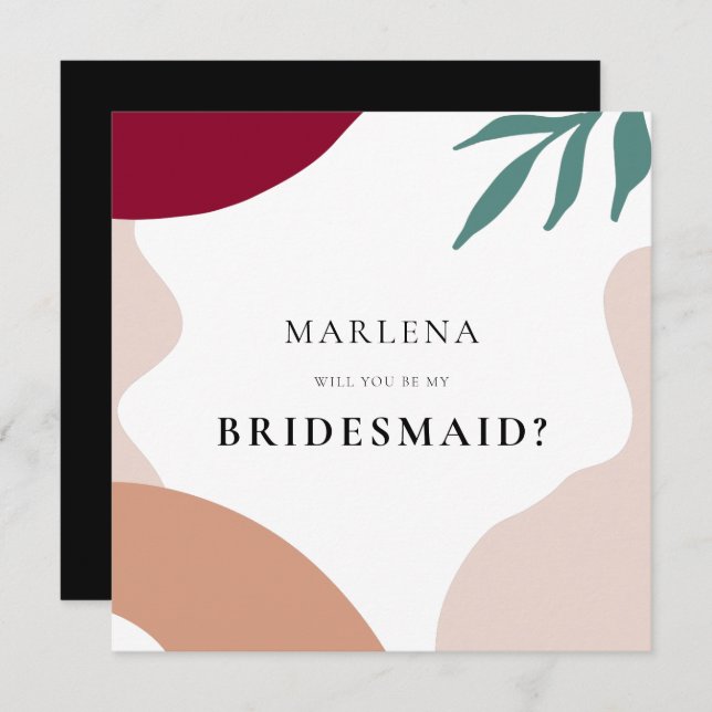 Modern abstract shapes Bridesmaid proposal card (Front/Back)