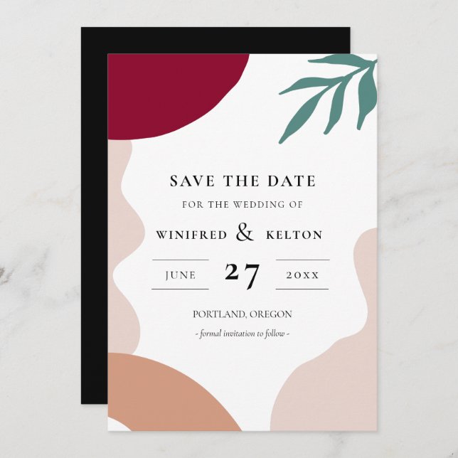 Modern abstract shapes contemporary Save the date Invitation (Front/Back)