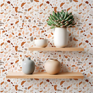 Modern Abstract Shapes Multicolor Terrazzo Pattern Wallpaper